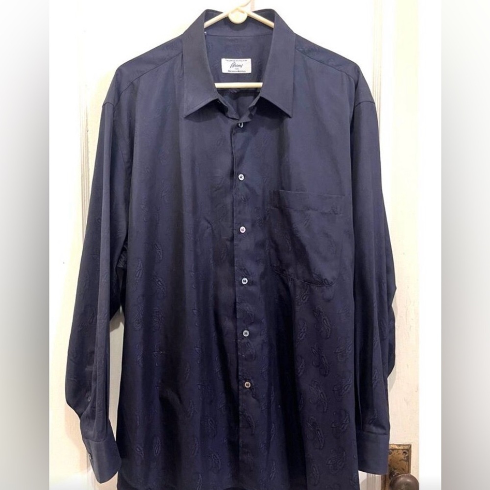 Brioni Navy Blue Casual Button Down Shirt